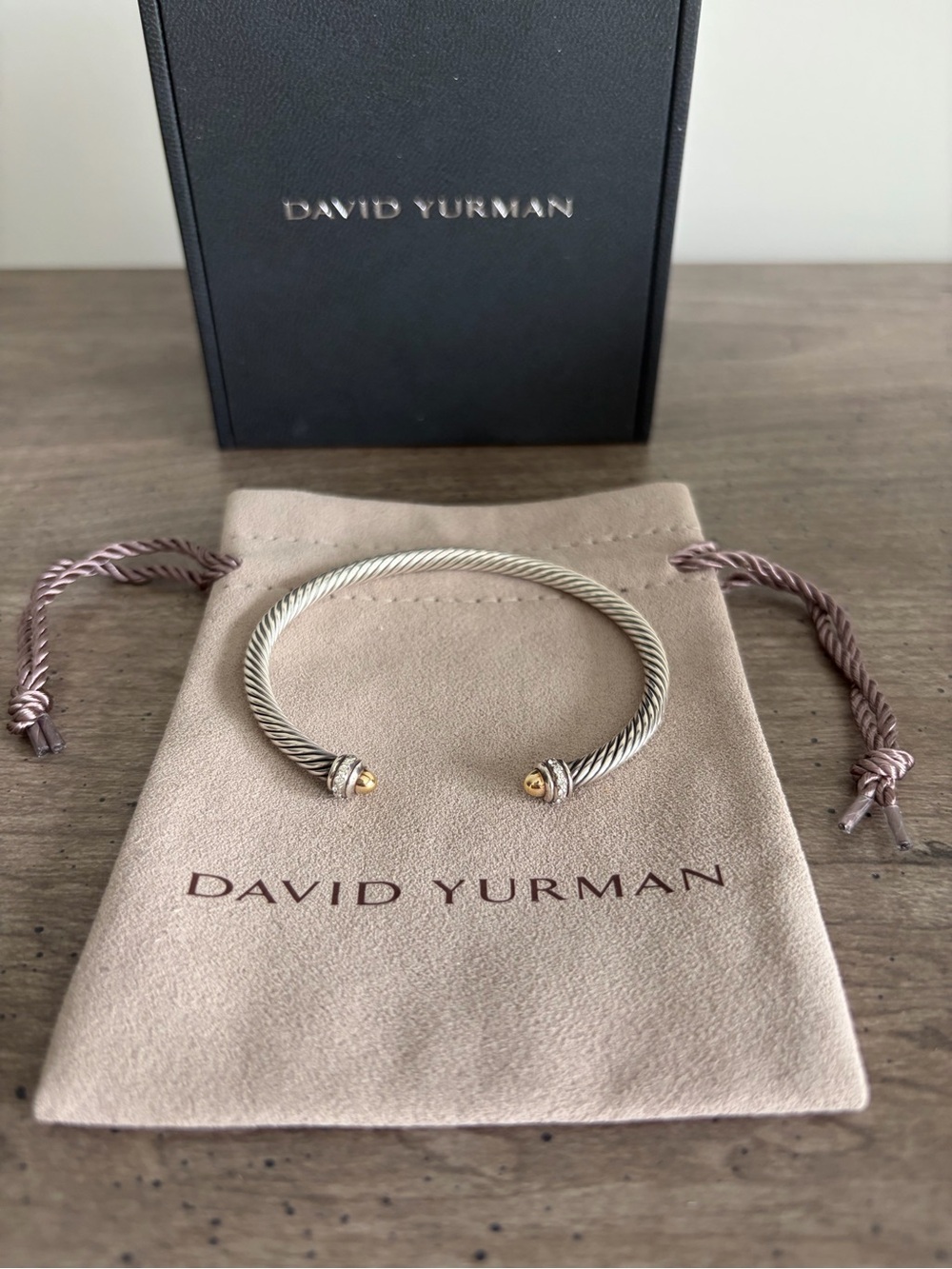 David Yurman Cable Bracelet with Gold & Diamond Accents